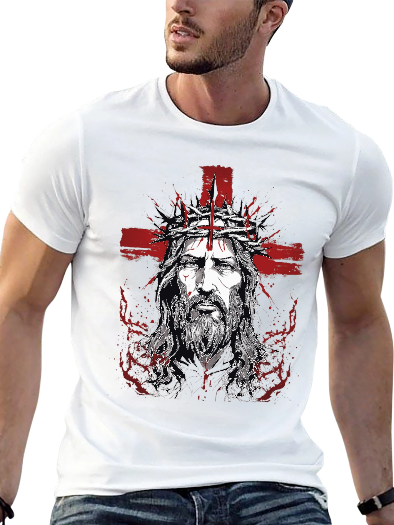 Mens Jesus Graphic Print T-Shirt