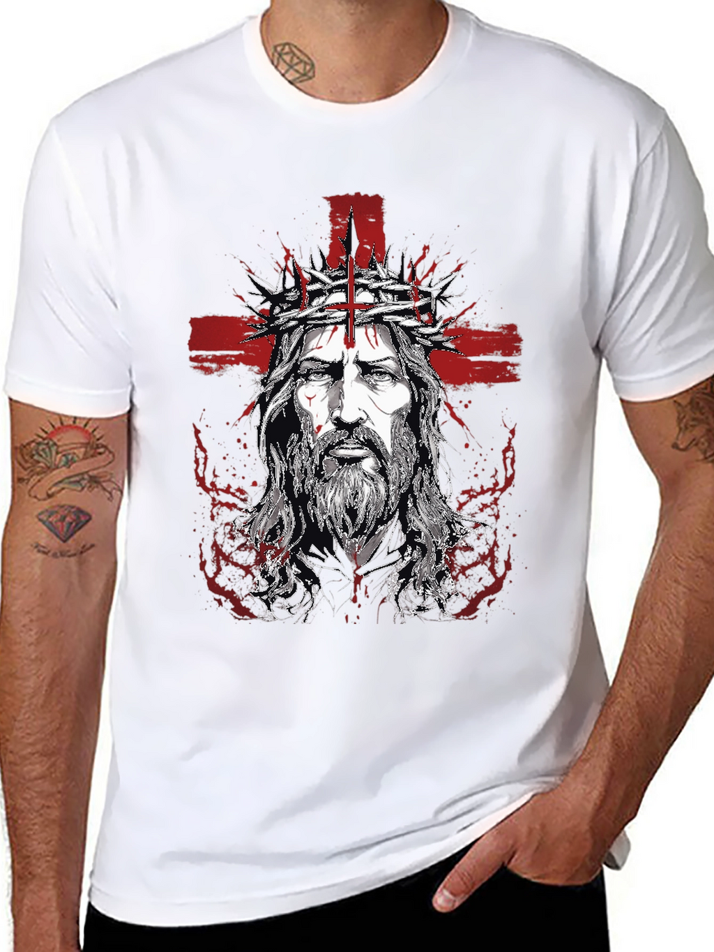 Mens Jesus Graphic Print T-Shirt