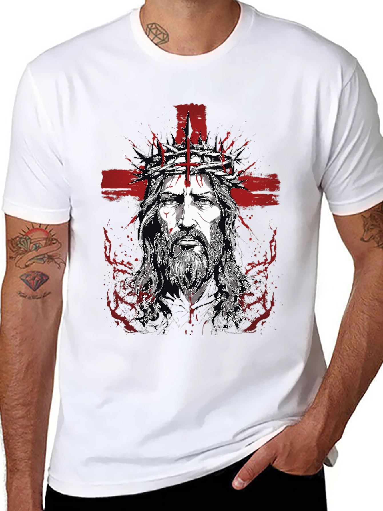 Mens Jesus Graphic Print T-Shirt