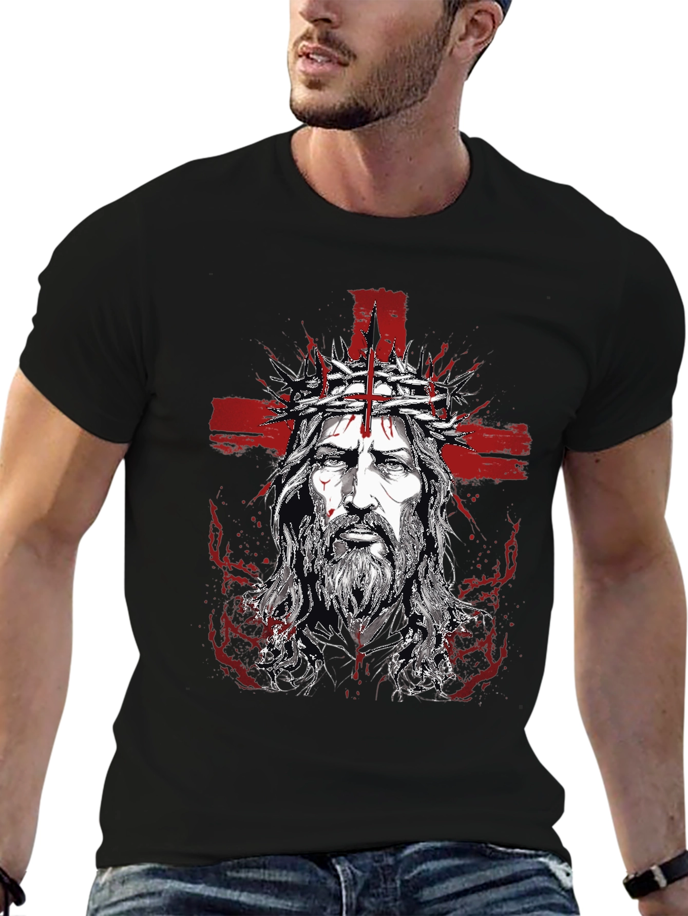 Mens Jesus Graphic Print T-Shirt