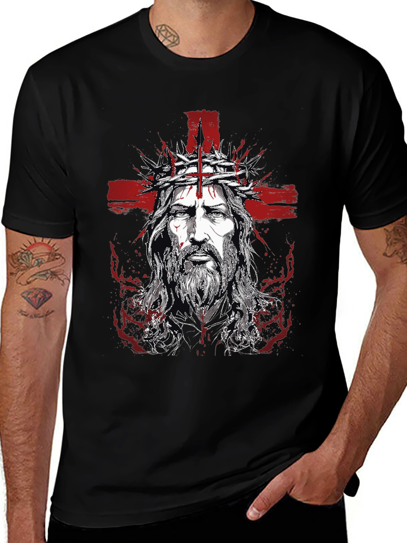 Mens Jesus Graphic Print T-Shirt