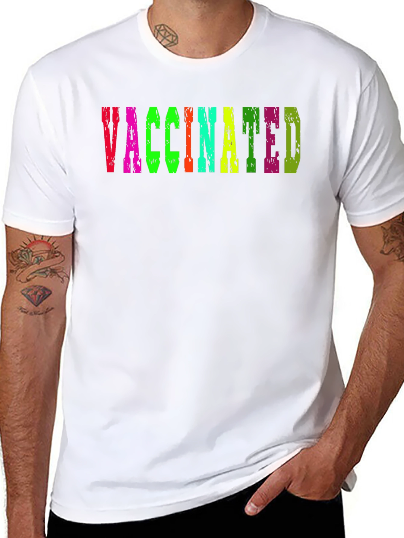 Vaccinated T-Shirt Colorful Graphic Tee