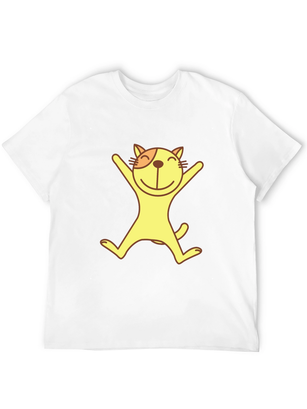 Happy Cat Graphic Tee - Black Cotton T-Shirt