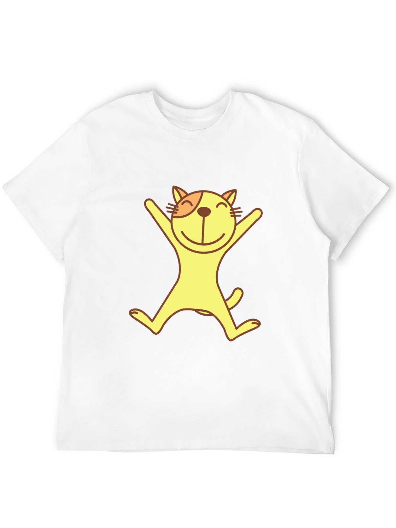 Happy Cat Graphic Tee - Black Cotton T-Shirt