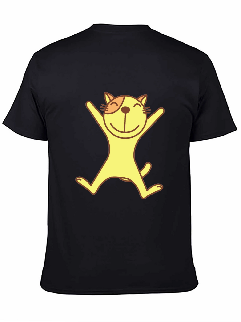 Happy Cat Graphic Tee - Black Cotton T-Shirt
