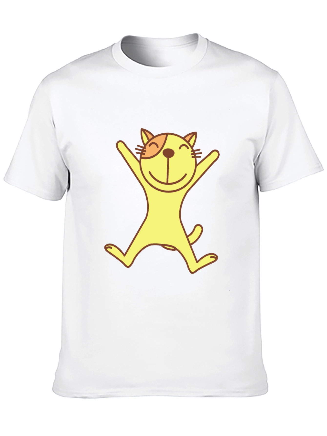 Happy Cat Graphic Tee - Black Cotton T-Shirt