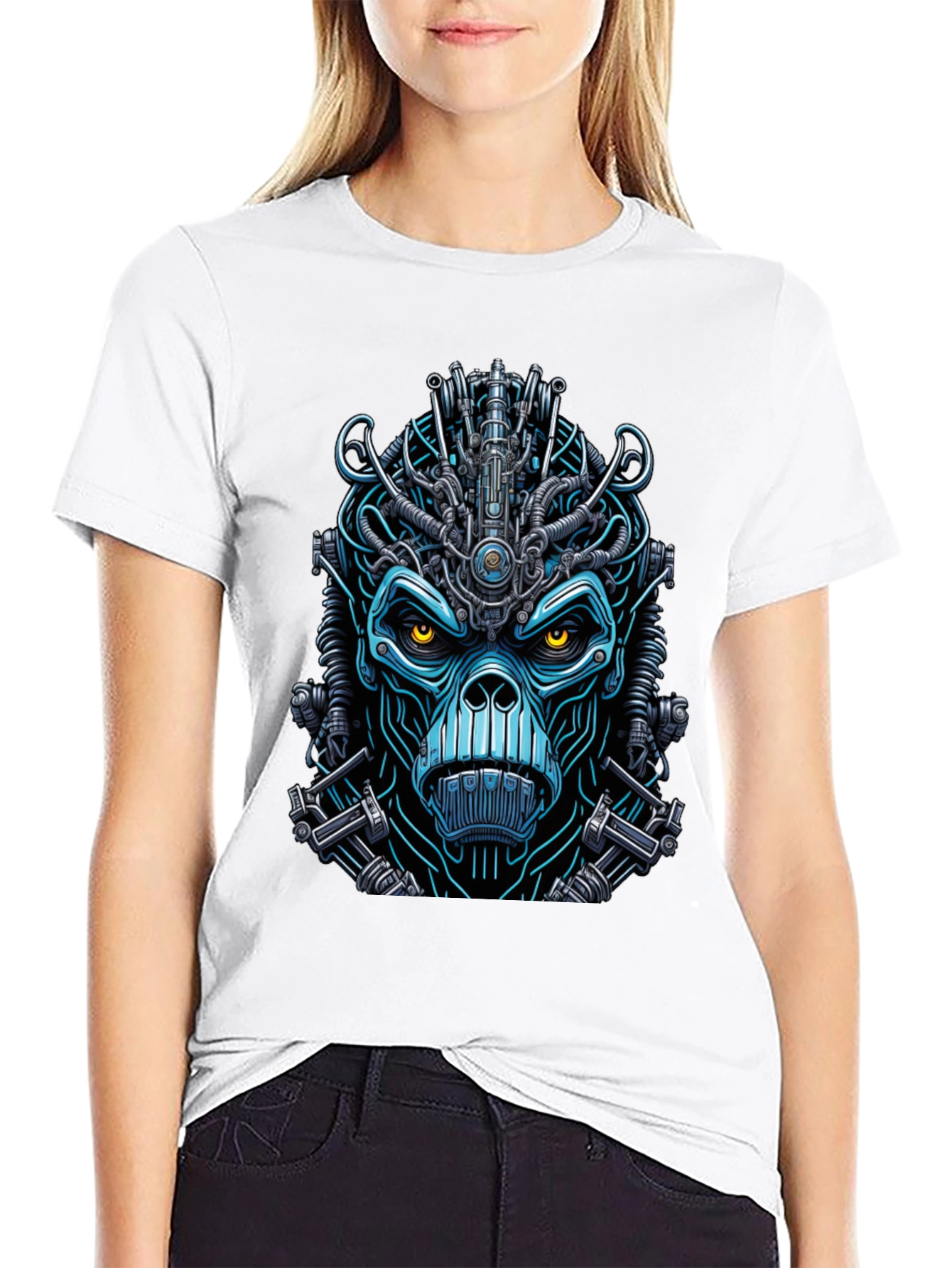 Cyborg Monkey Graphic Tee - Unique Sci-Fi Style