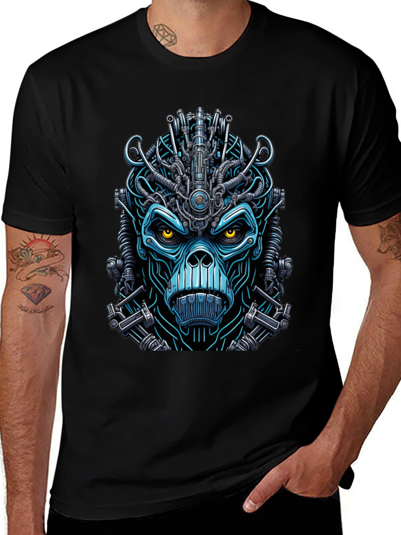 Cyborg Monkey Graphic Tee - Unique Sci-Fi Style