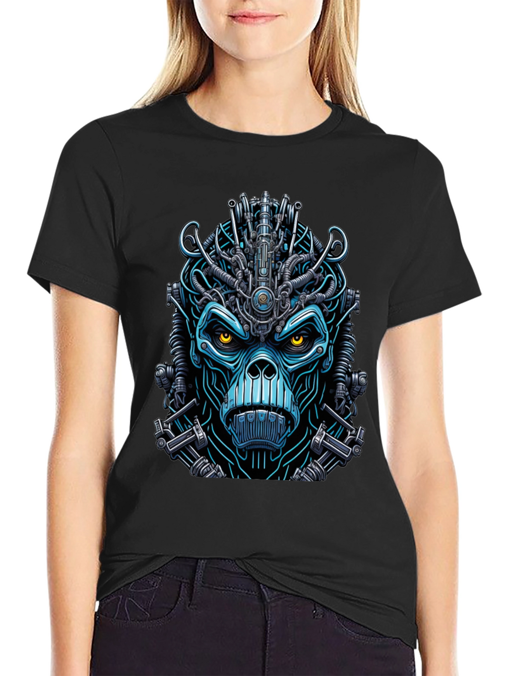 Cyborg Monkey Graphic Tee - Unique Sci-Fi Style