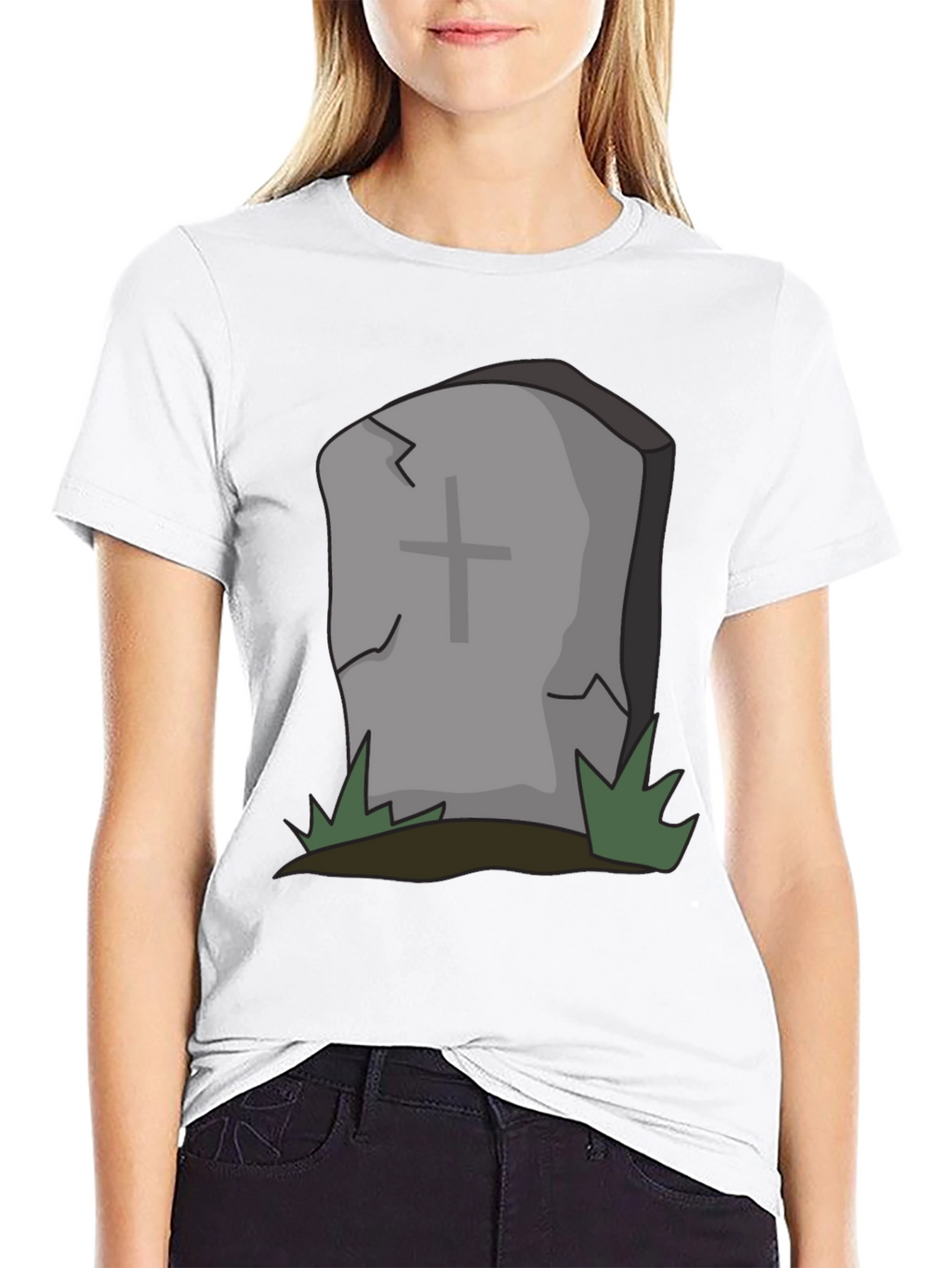 Cartoon Tombstone Graphic Tee - Spooky Style