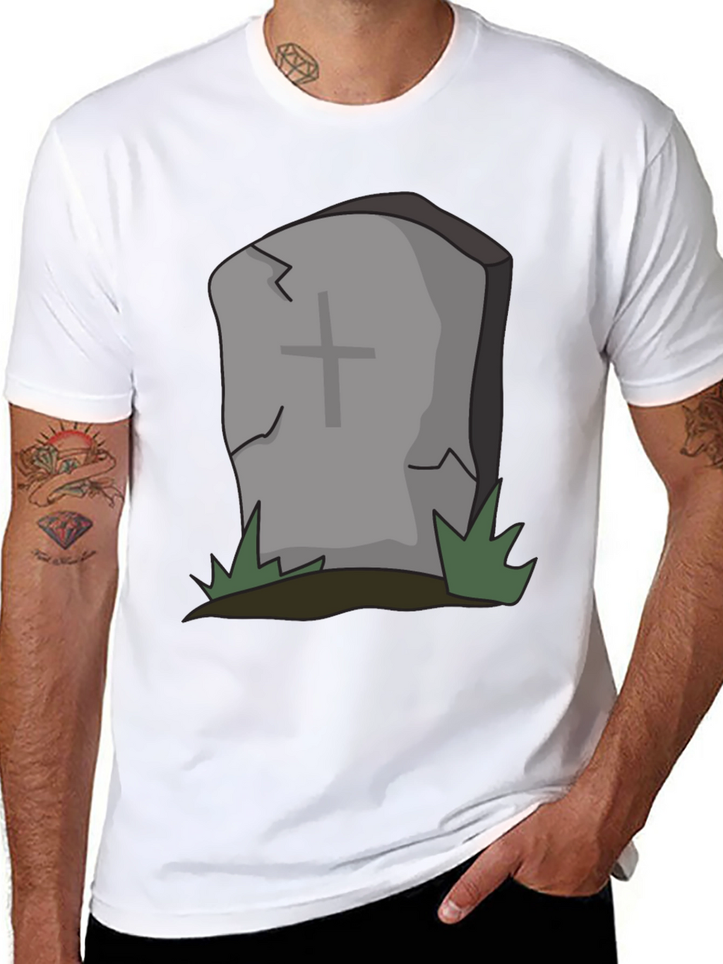 Cartoon Tombstone Graphic Tee - Spooky Style