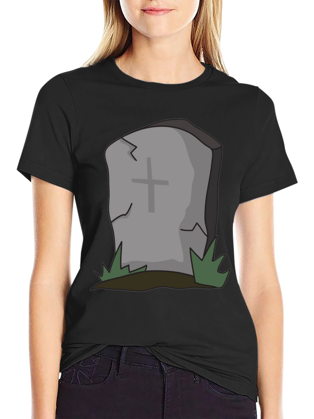 Cartoon Tombstone Graphic Tee - Spooky Style