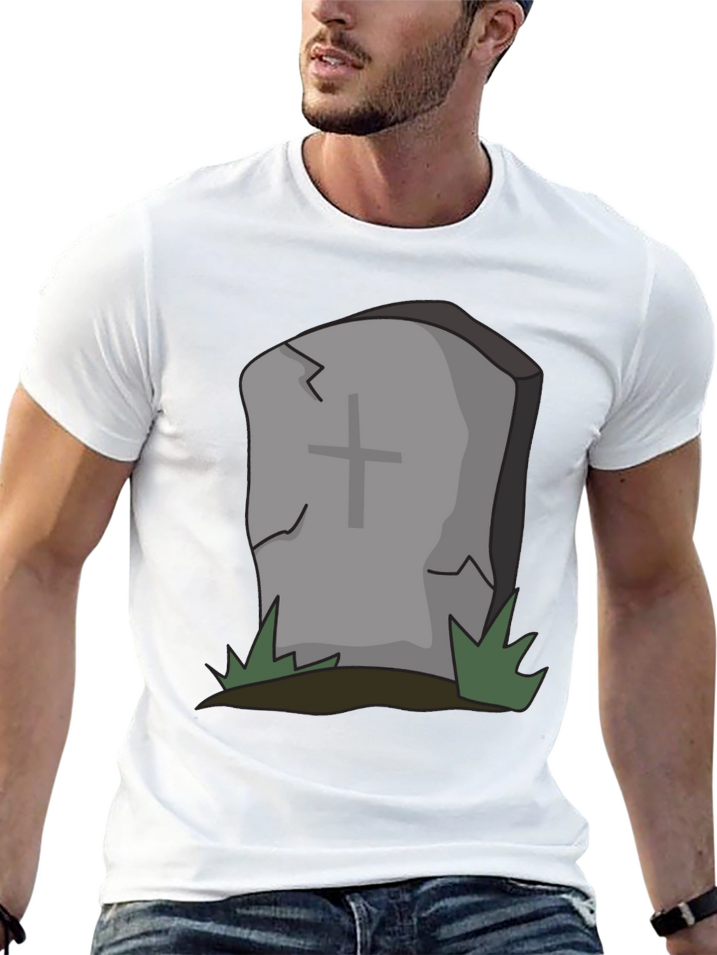 Cartoon Tombstone Graphic Tee - Spooky Style