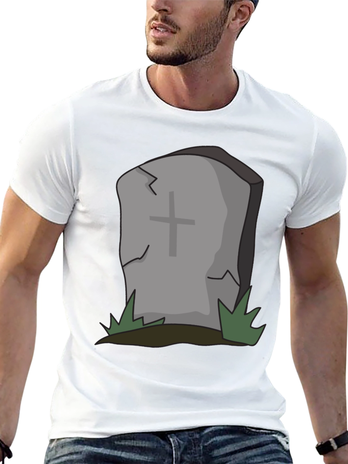 Cartoon Tombstone Graphic Tee - Spooky Style