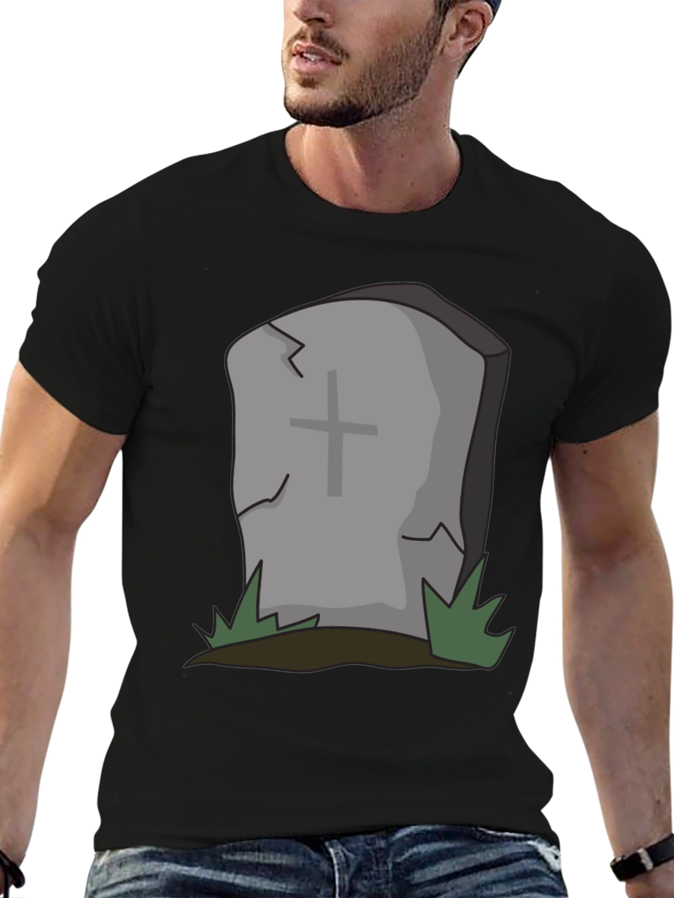 Cartoon Tombstone Graphic Tee - Spooky Style
