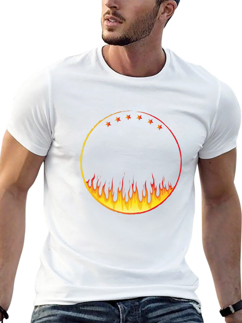 Fiery Circle Graphic Tee - Black