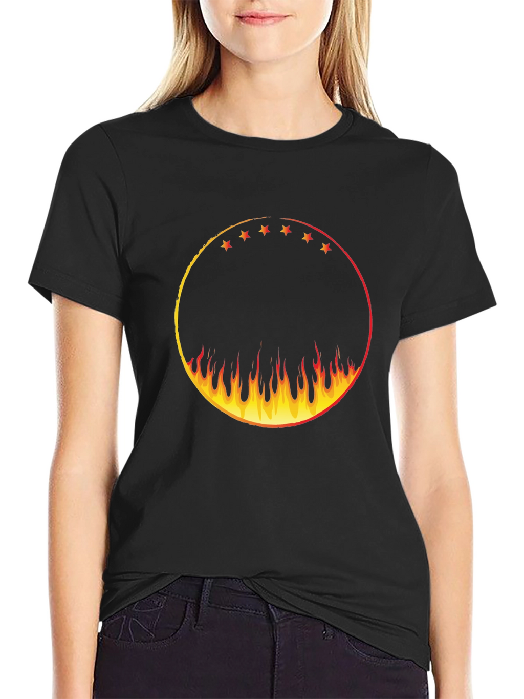 Fiery Circle Graphic Tee - Black