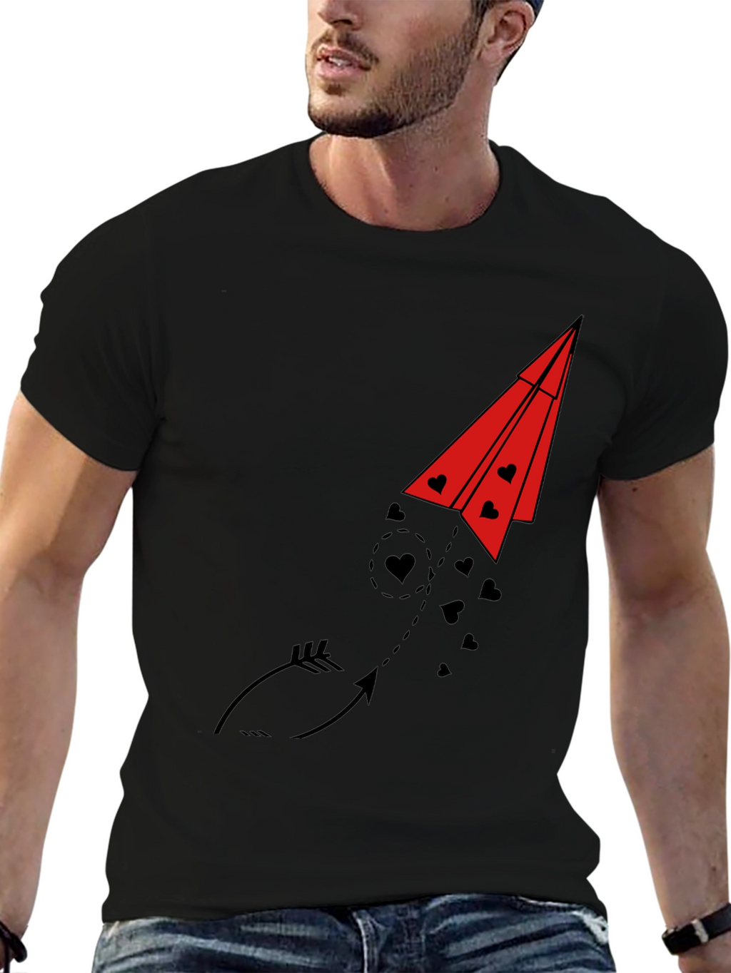 Heart Arrow Paper Airplane Graphic Tee