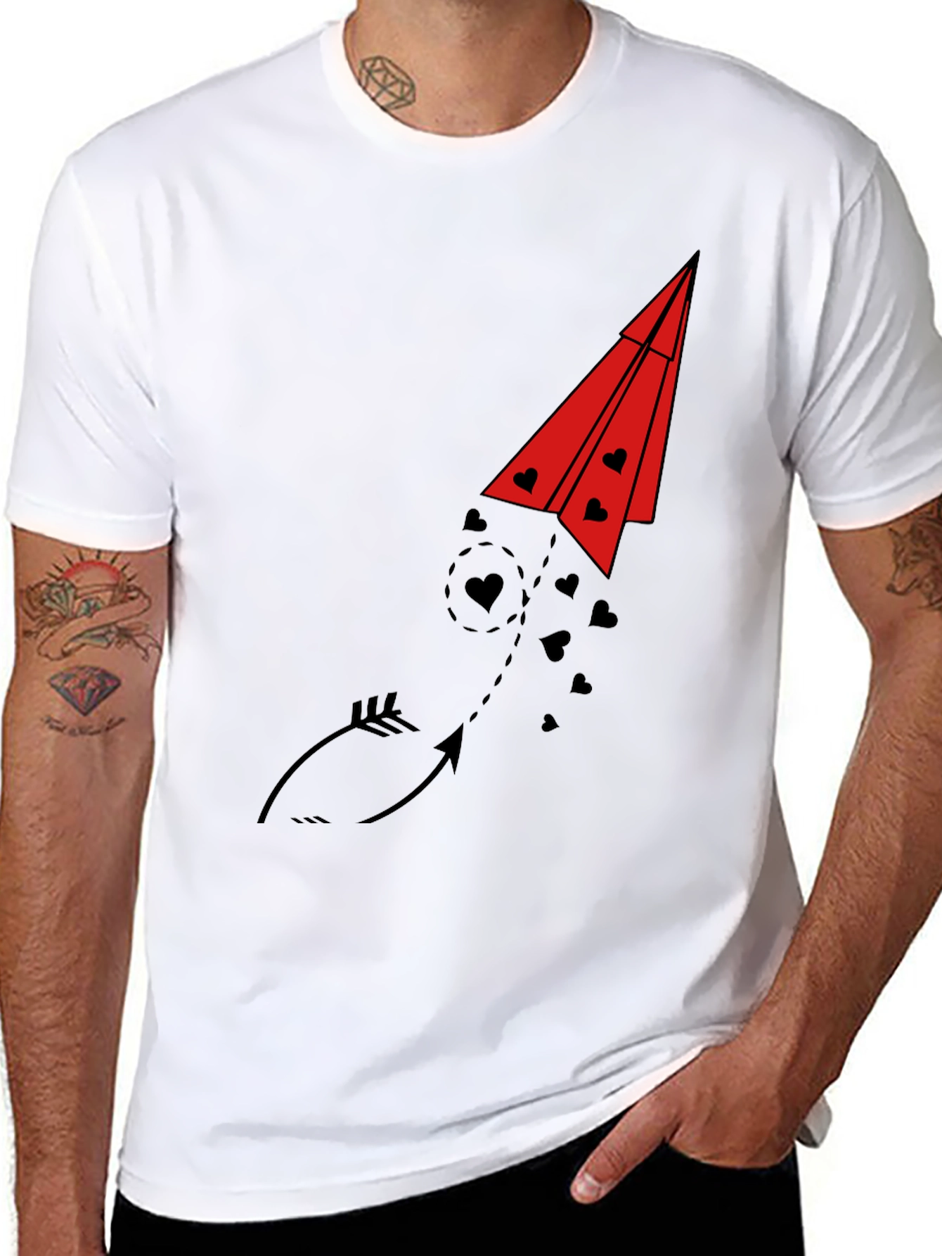 Heart Arrow Paper Airplane Graphic Tee