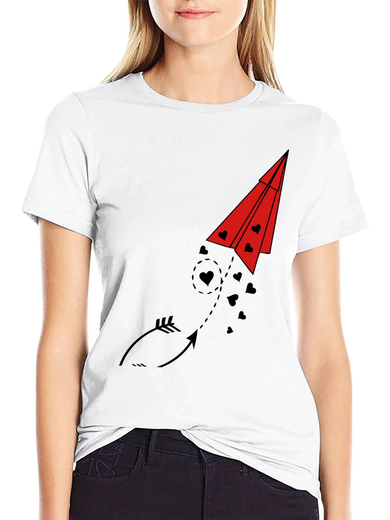 Heart Arrow Paper Airplane Graphic Tee