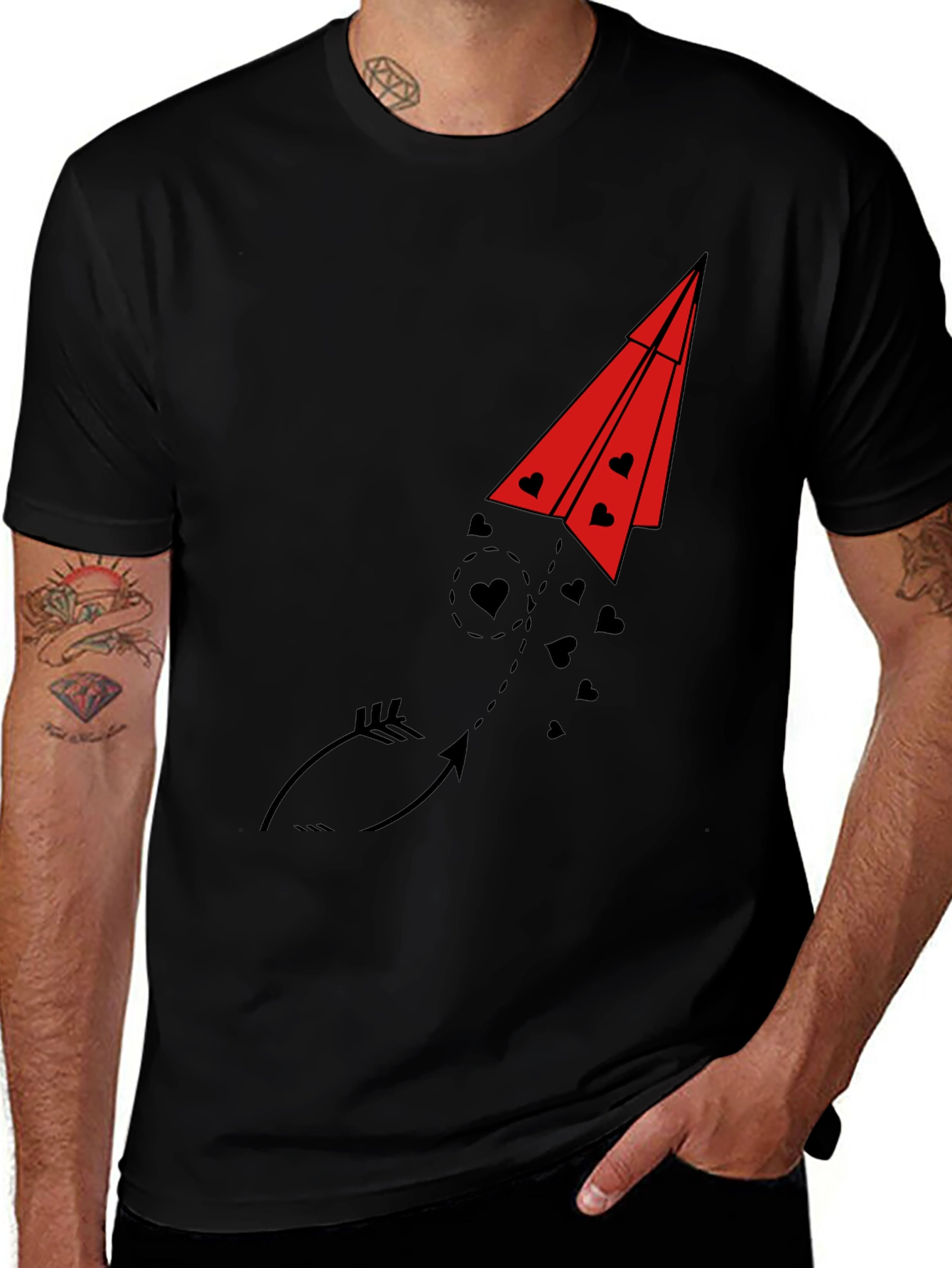 Heart Arrow Paper Airplane Graphic Tee
