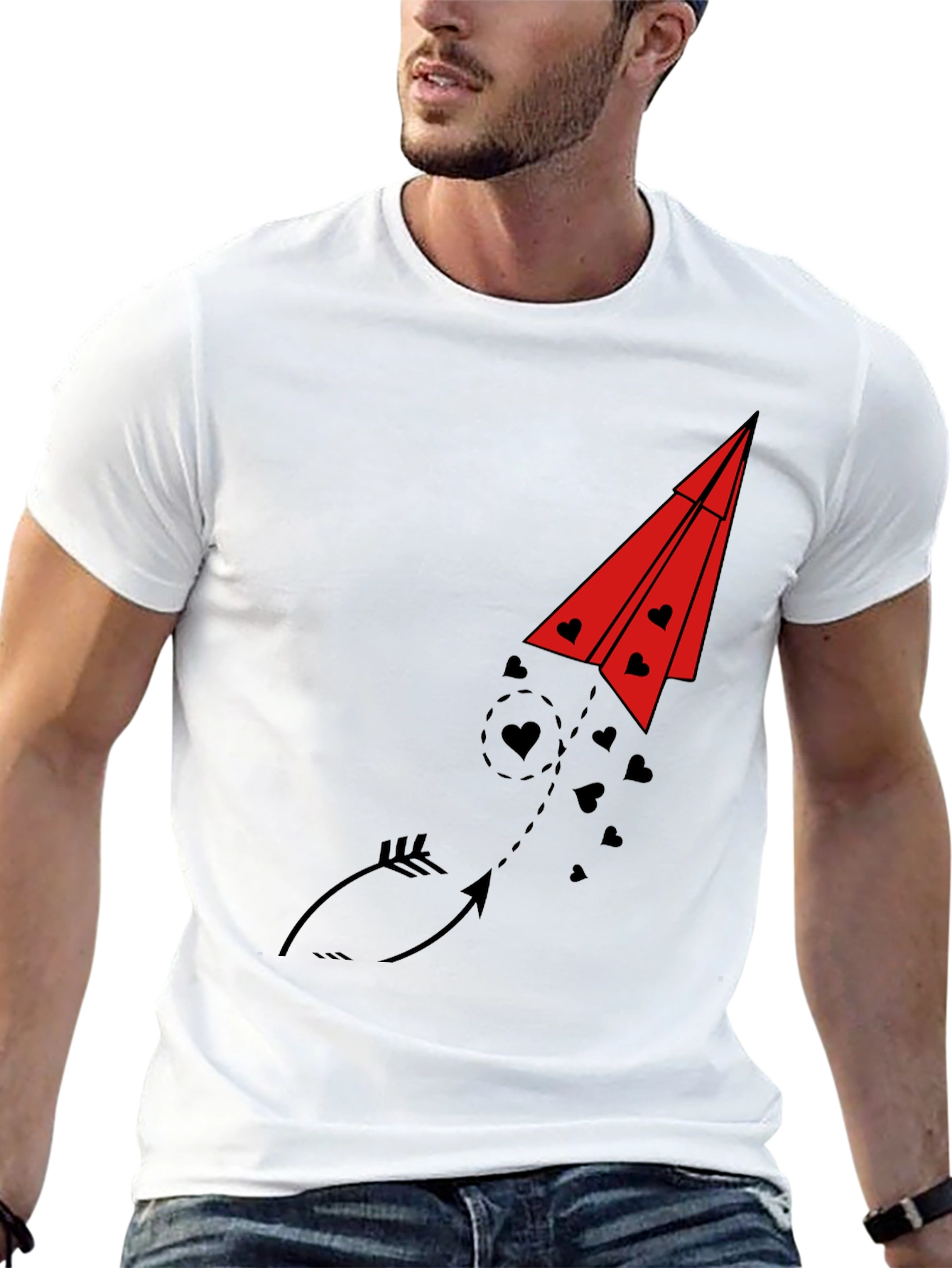 Heart Arrow Paper Airplane Graphic Tee