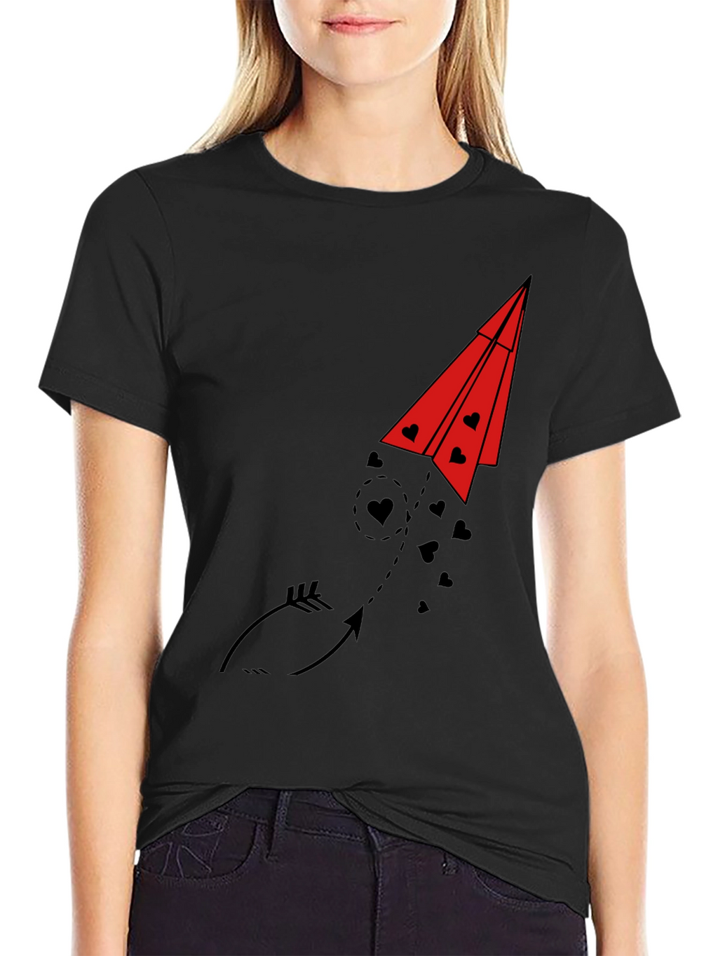 Heart Arrow Paper Airplane Graphic Tee