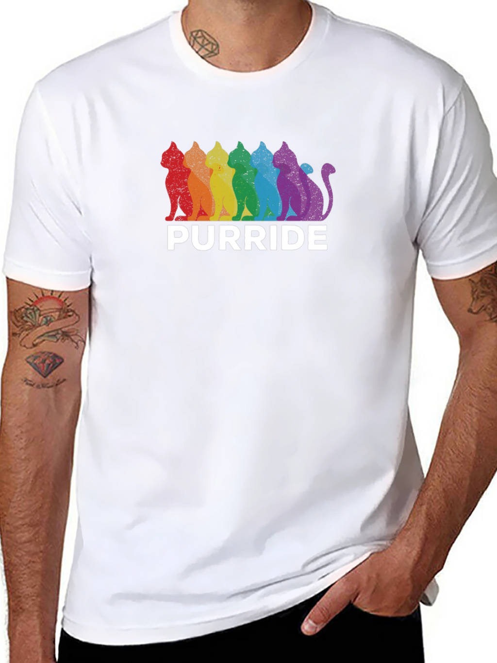 Pride Purride T-Shirt - Rainbow Cat LGBTQ Tee