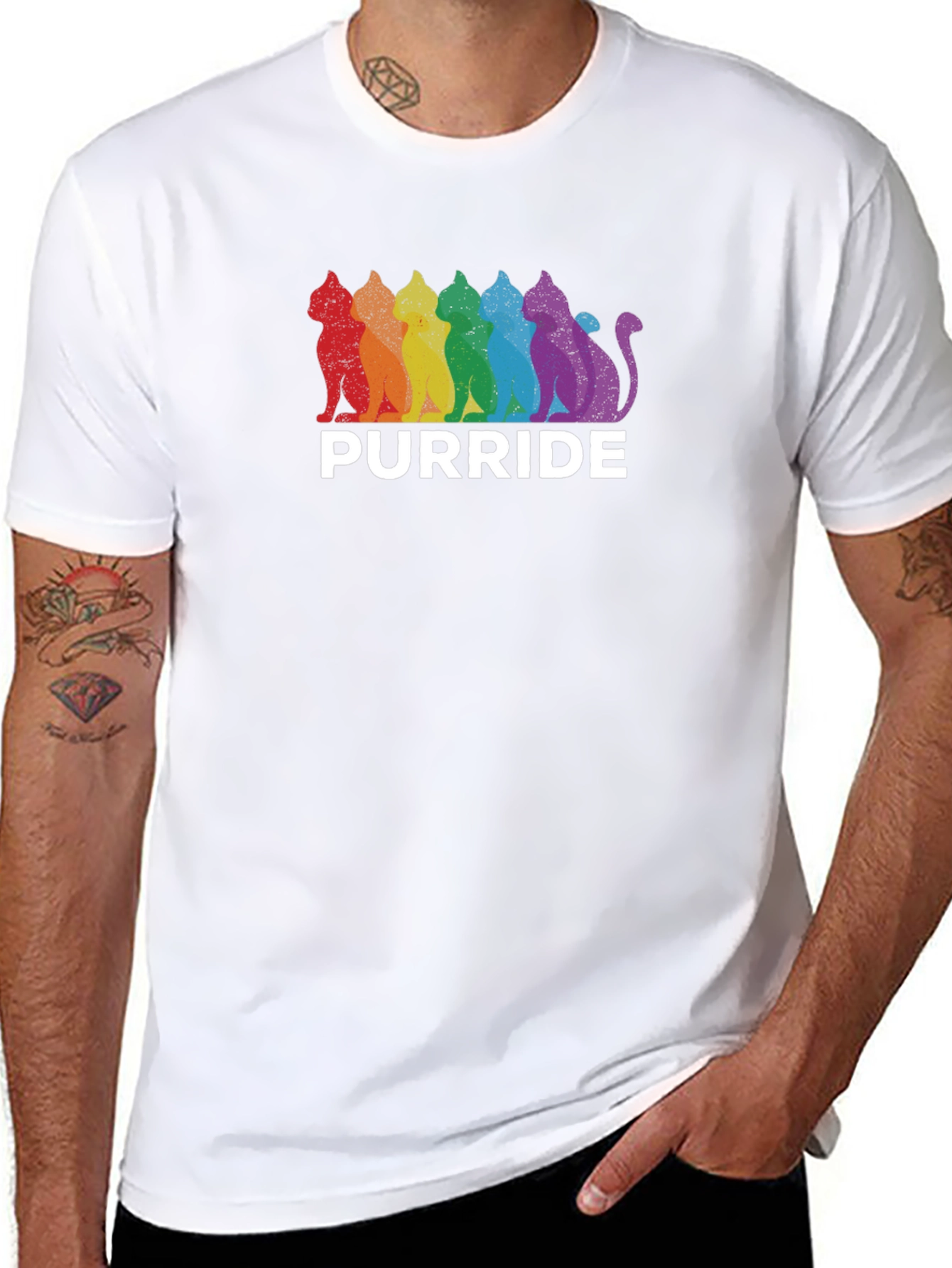 Pride Purride T-Shirt - Rainbow Cat LGBTQ Tee