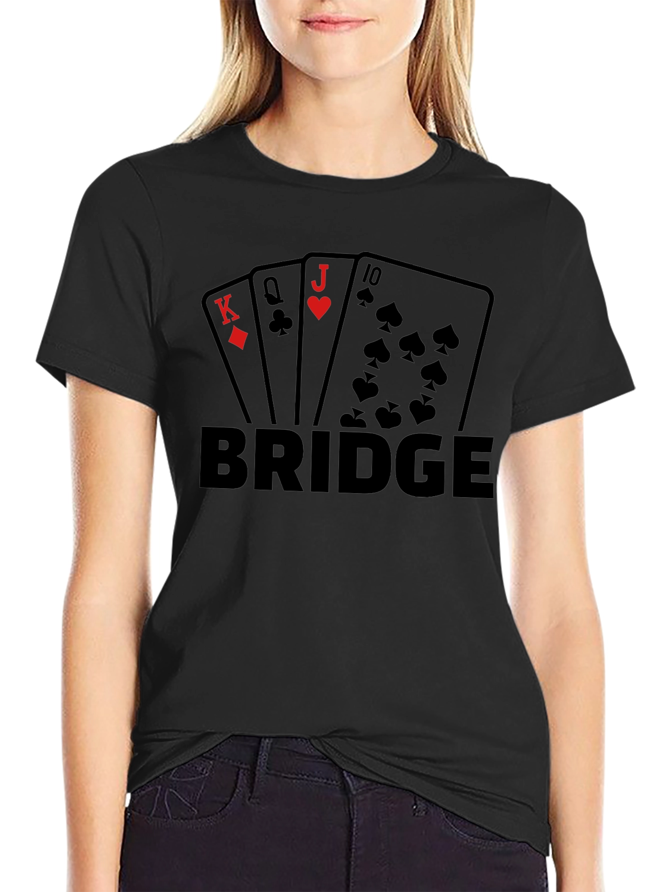 Bridge Card Game T-Shirt - King Queen Jack & 10
