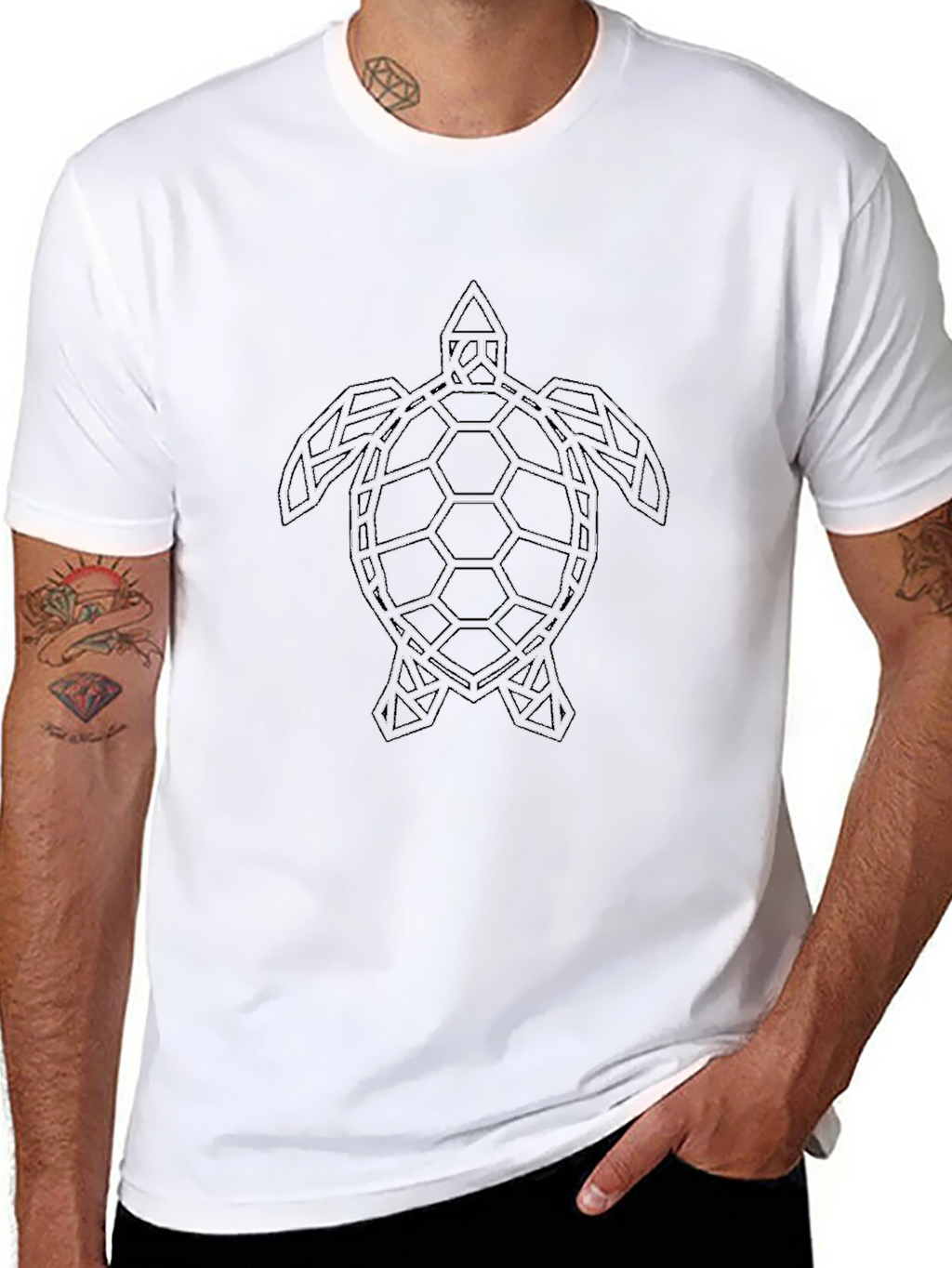 Geometric Turtle Graphic Tee - Modern Style