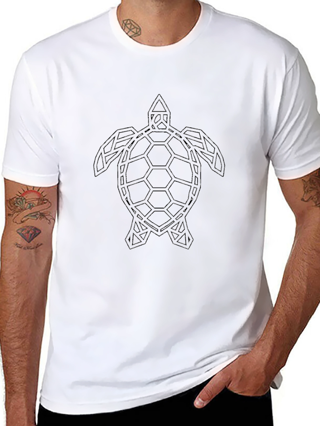 Geometric Turtle Graphic Tee - Modern Style