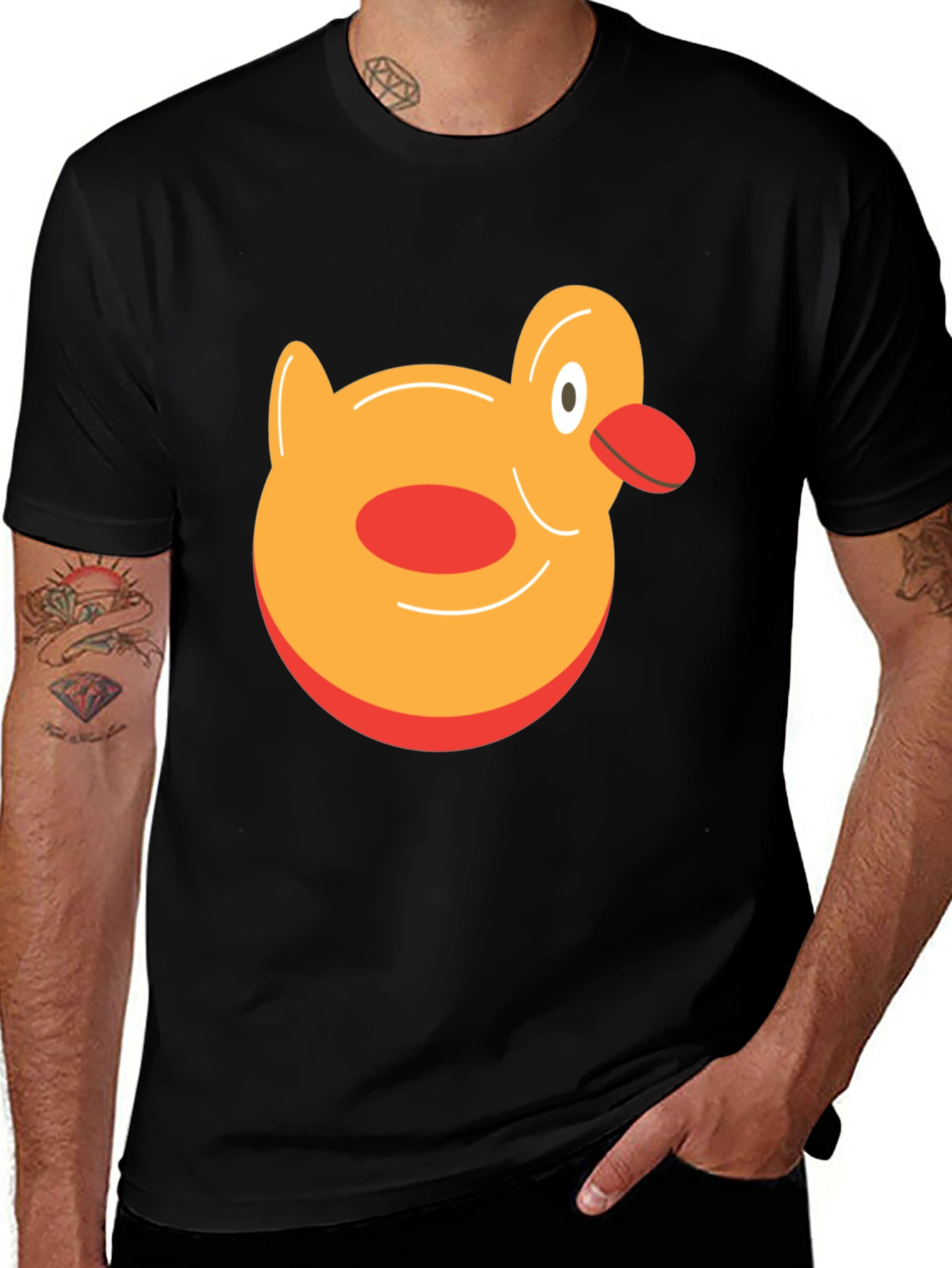 Duck Graphic Tee - Black Cotton T-Shirt