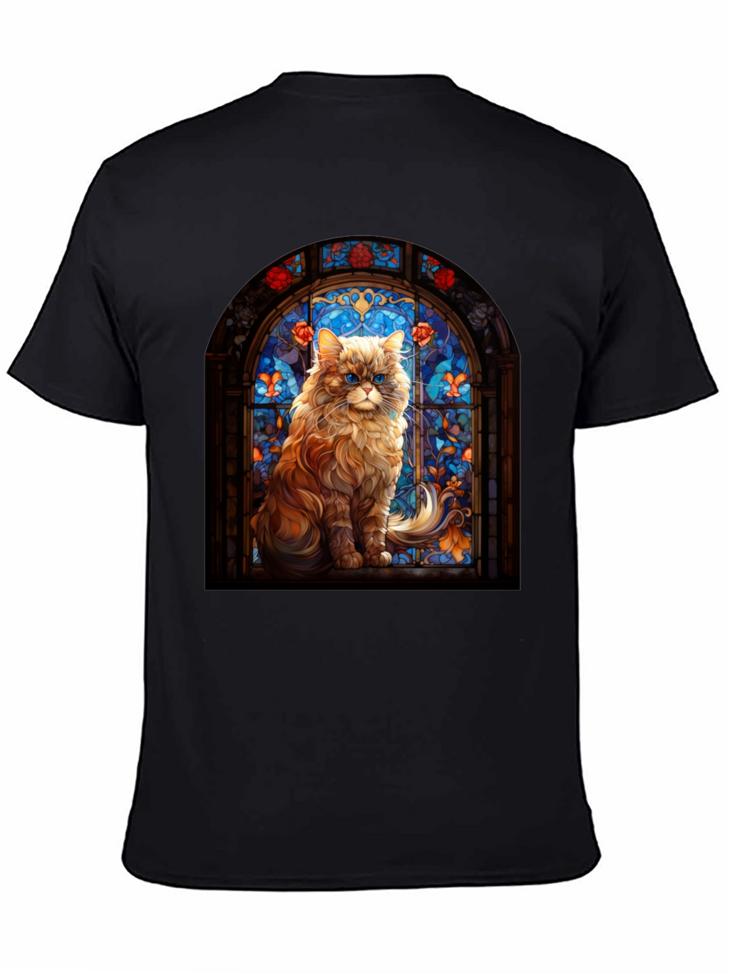 Cat Stained Glass Graphic Black Tee