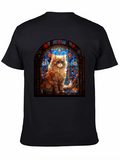 Cat Stained Glass Graphic Black Tee