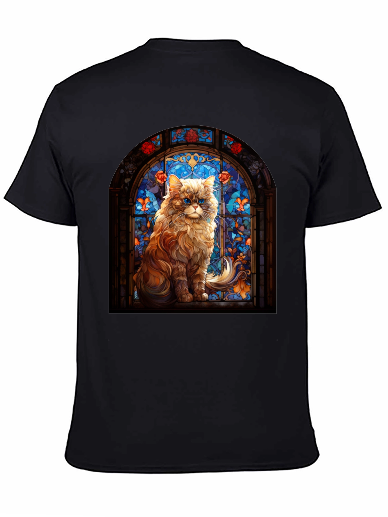 Cat Stained Glass Graphic Black Tee