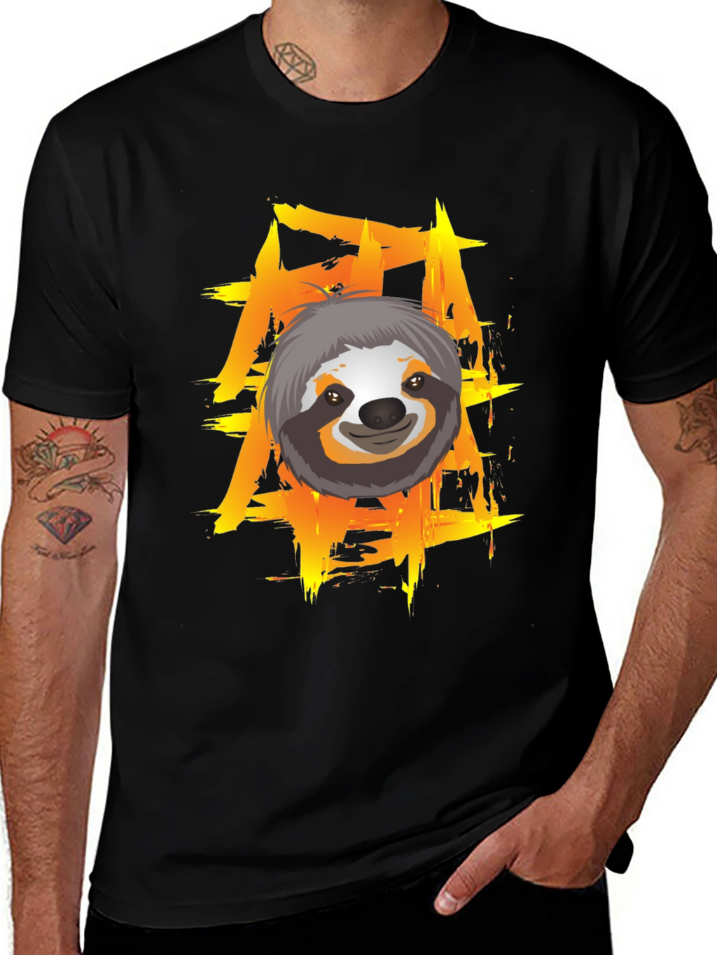 Sloth Graphic Tee - Cool Brushstroke Design