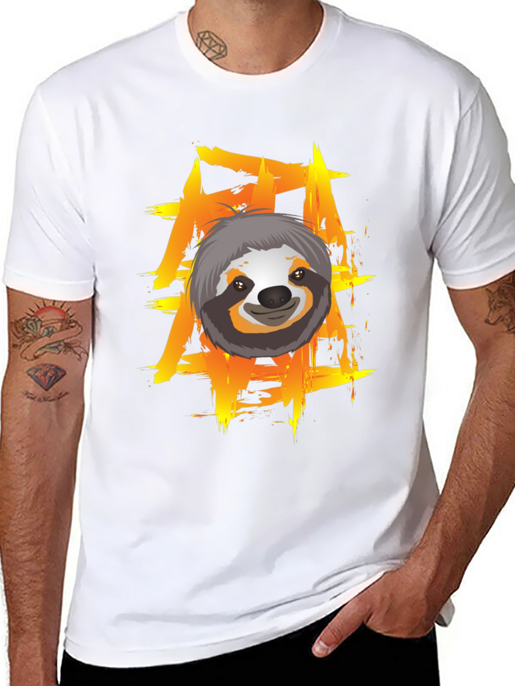 Sloth Graphic Tee - Cool Brushstroke Design