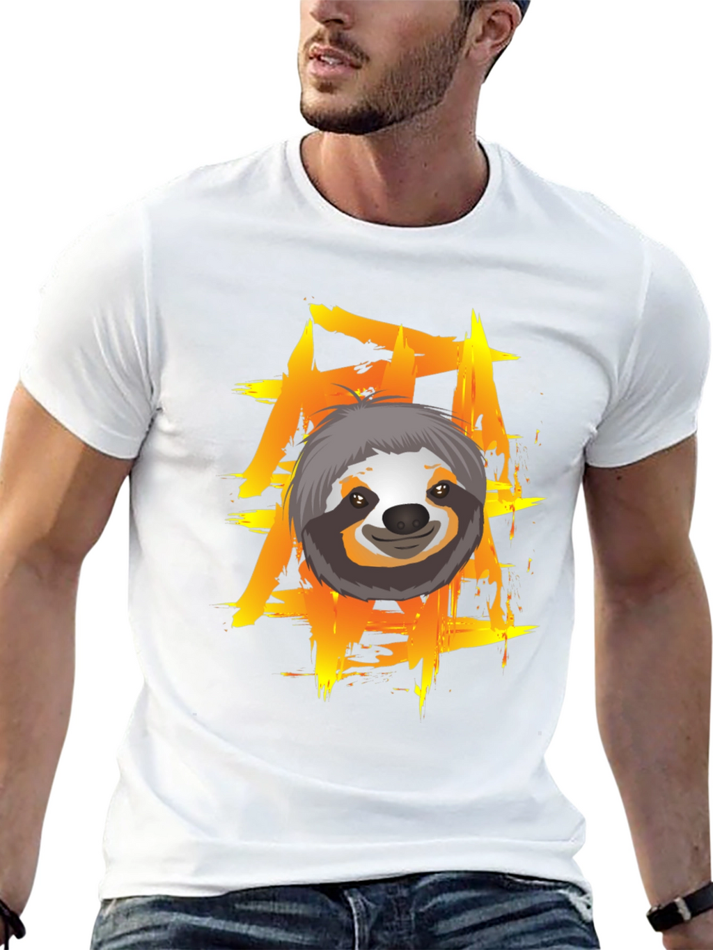 Sloth Graphic Tee - Cool Brushstroke Design