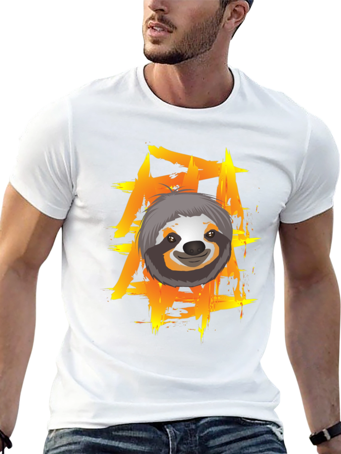 Sloth Graphic Tee - Cool Brushstroke Design