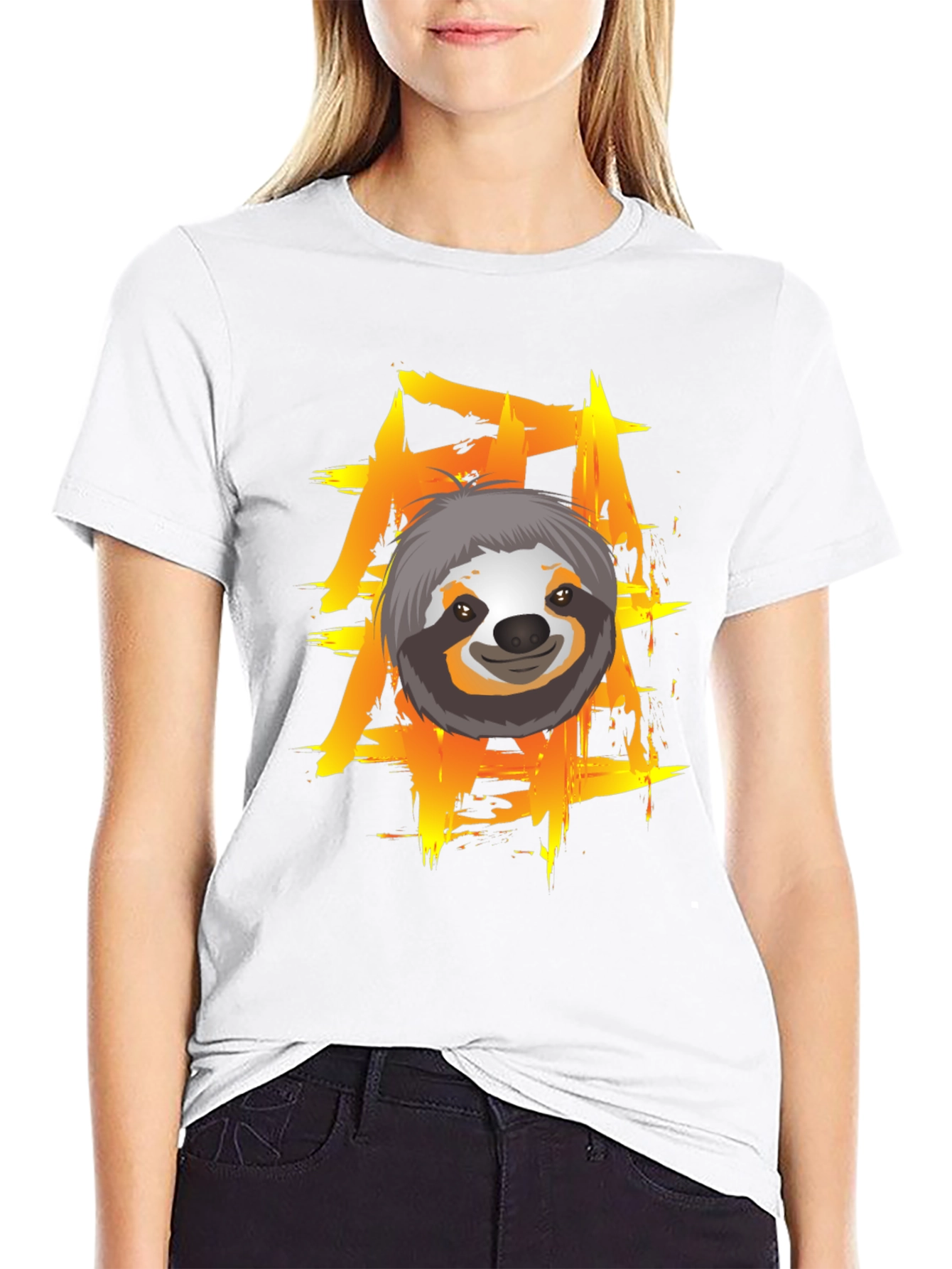 Sloth Graphic Tee - Cool Brushstroke Design