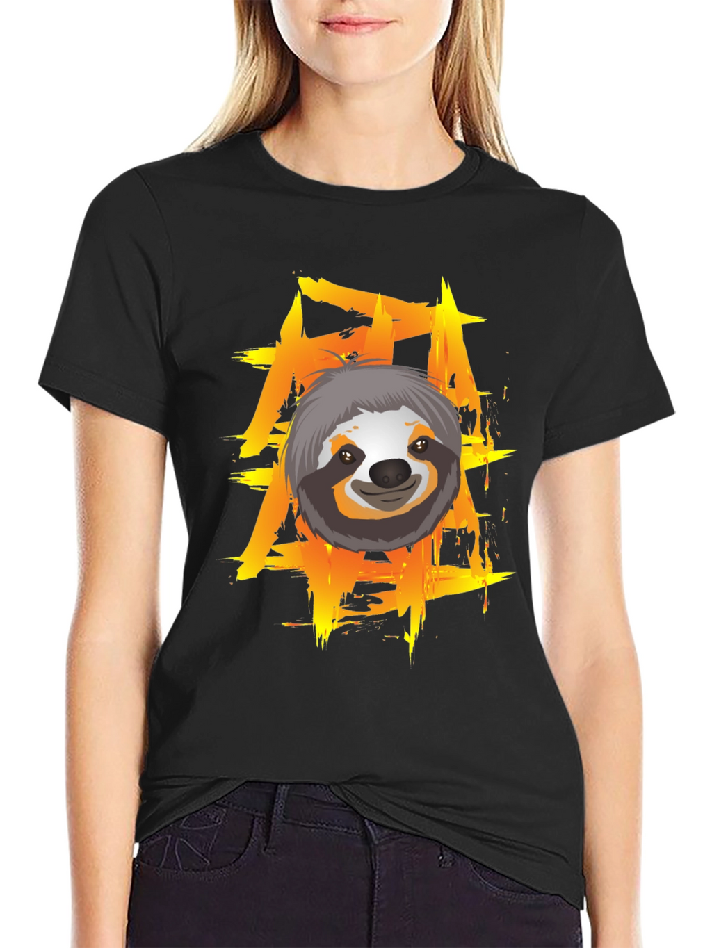 Sloth Graphic Tee - Cool Brushstroke Design