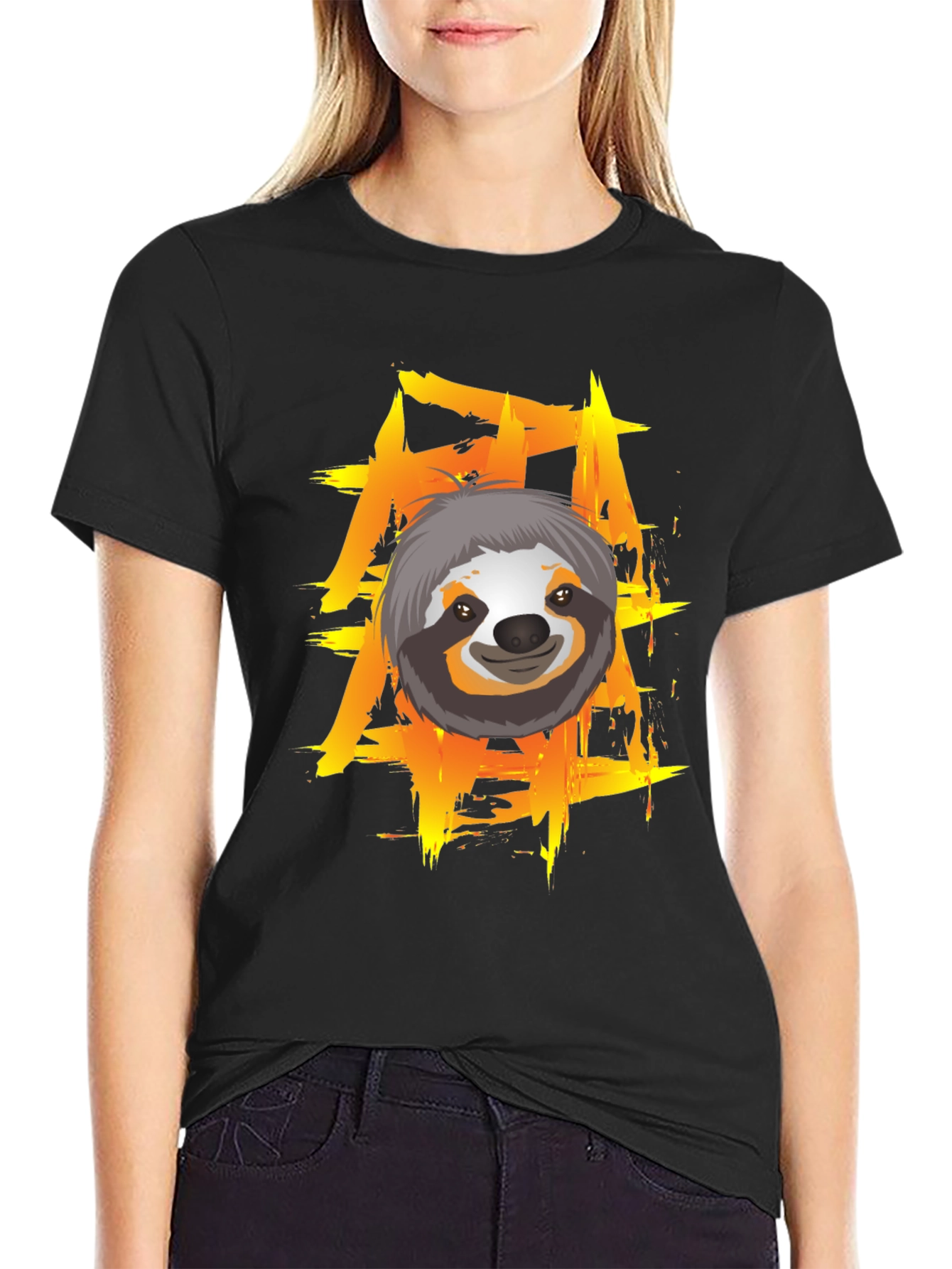 Sloth Graphic Tee - Cool Brushstroke Design