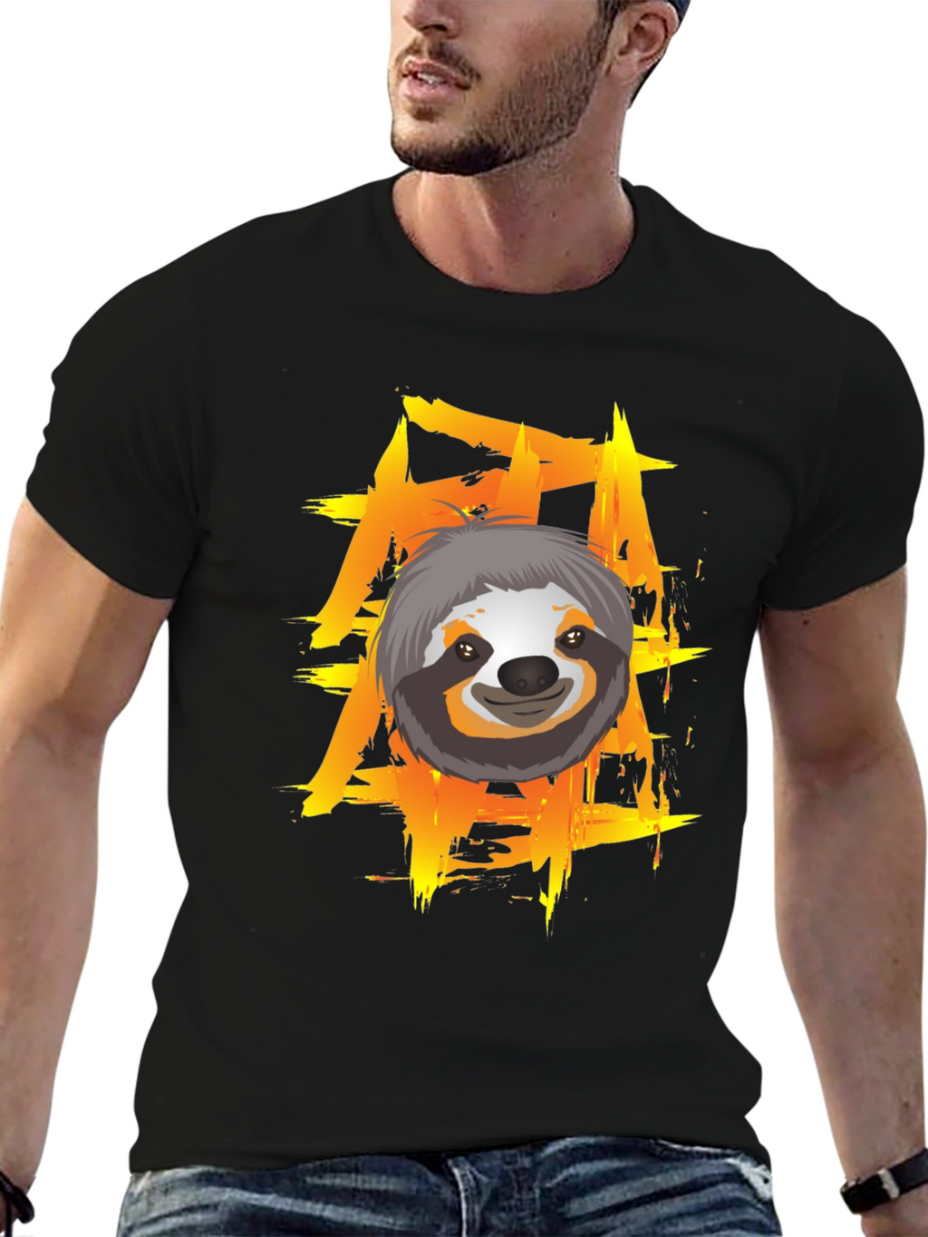 Sloth Graphic Tee - Cool Brushstroke Design