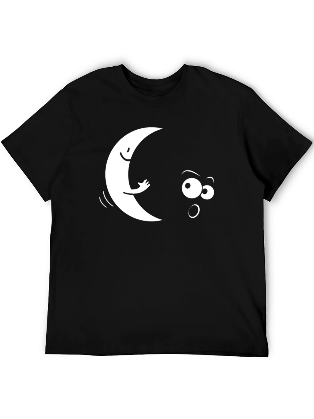 Funny Moon & Star Black Graphic T-Shirt