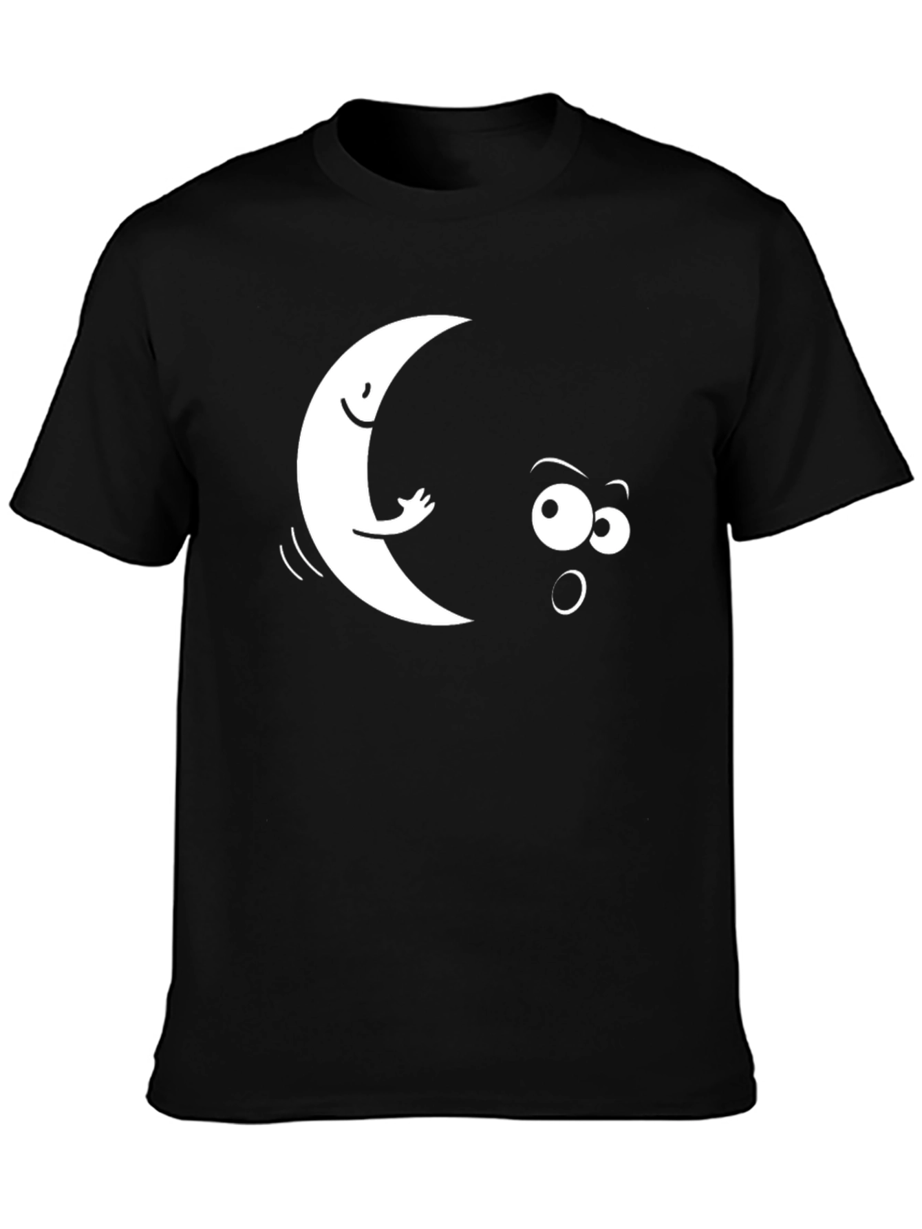 Funny Moon & Star Black Graphic T-Shirt