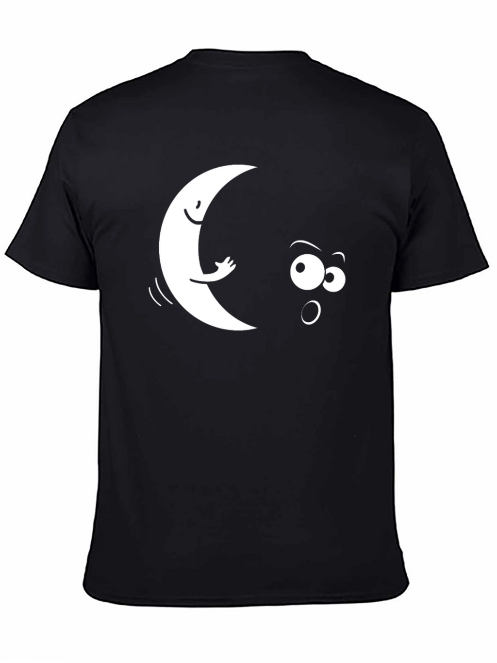 Funny Moon & Star Black Graphic T-Shirt