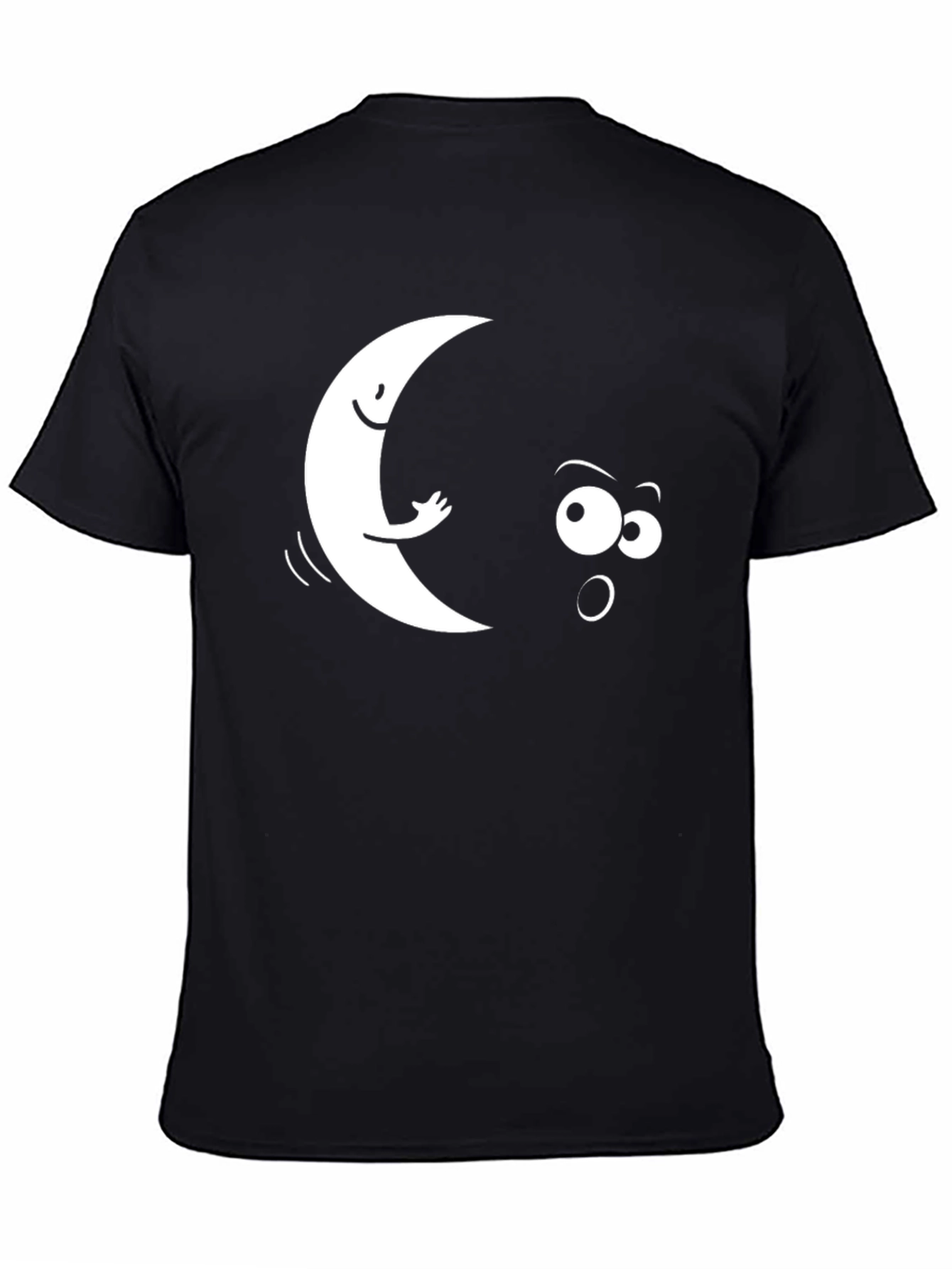 Funny Moon & Star Black Graphic T-Shirt