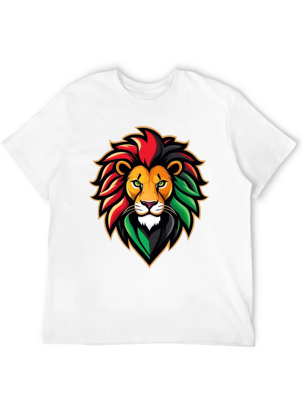 Rasta Lion Graphic Tee - Black Cotton T-Shirt