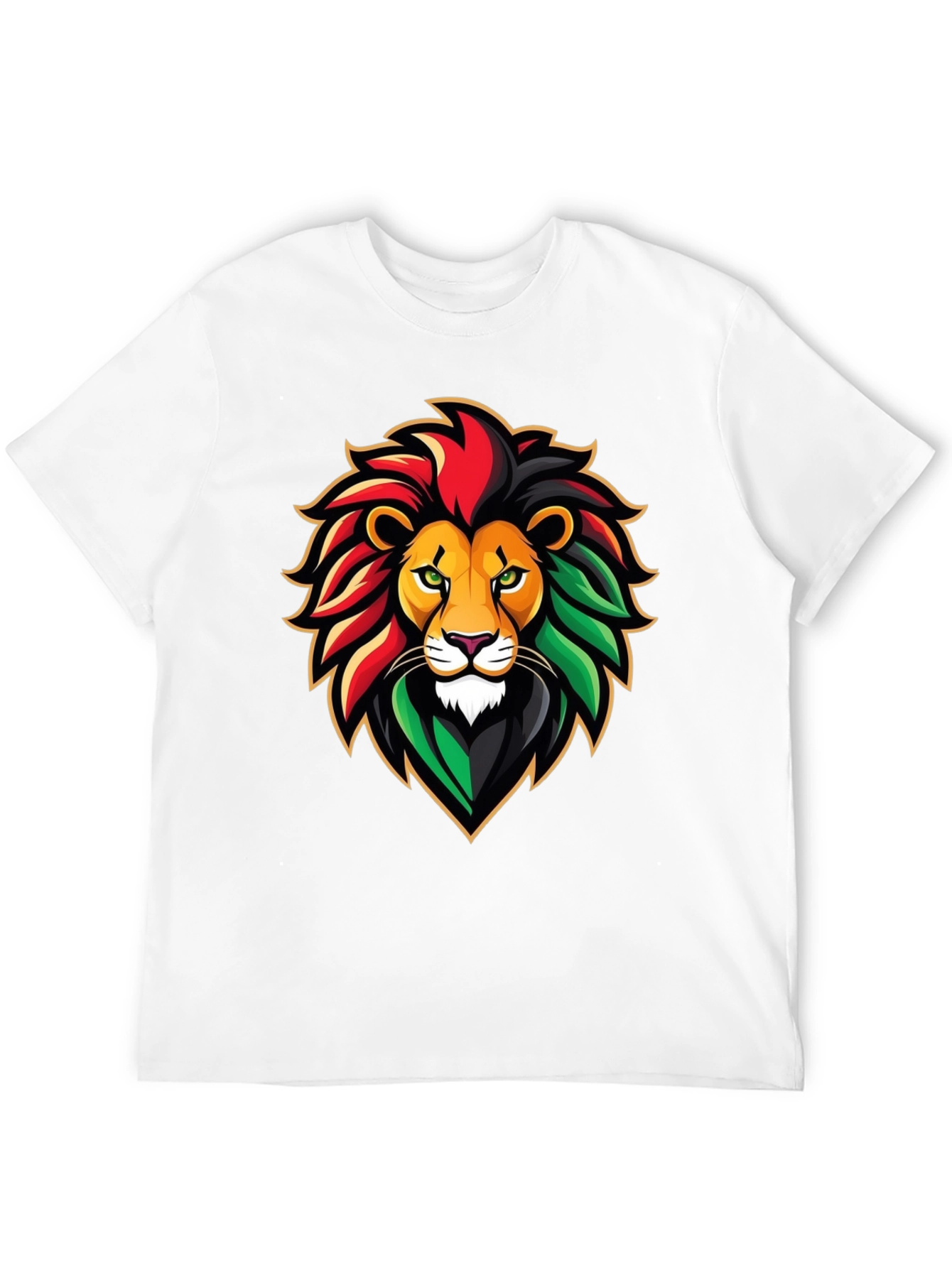 Rasta Lion Graphic Tee - Black Cotton T-Shirt